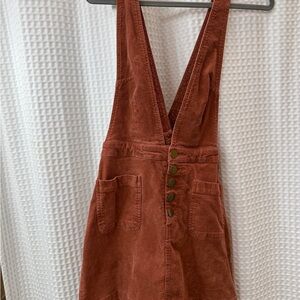 The Impeccable Pig Terracotta Corduroy Overall Dress